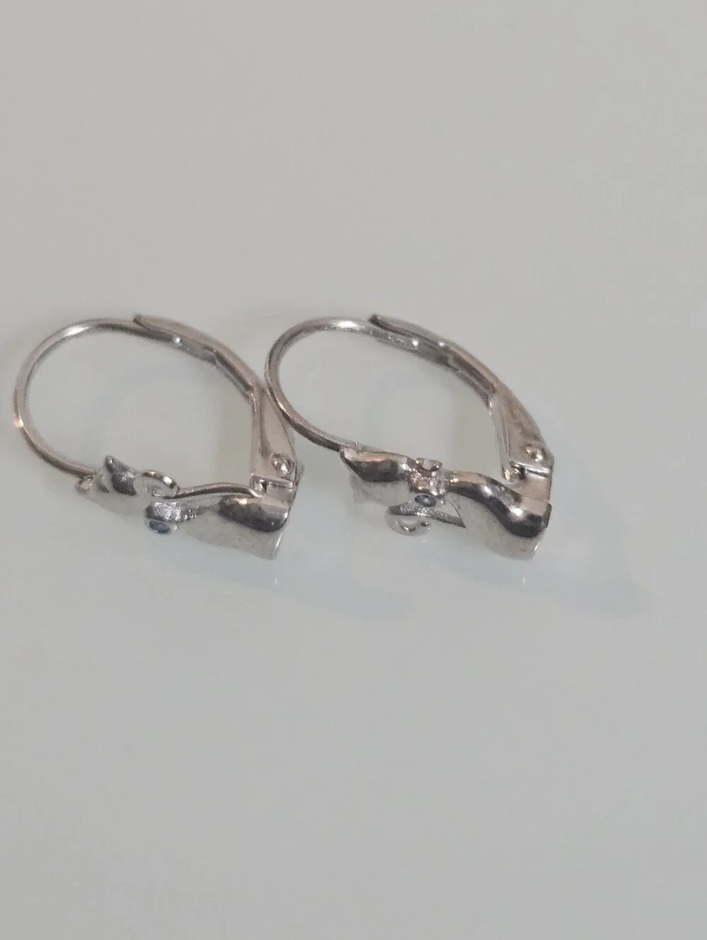 925 Cute Cat Earrings Sterling Silver Leverback